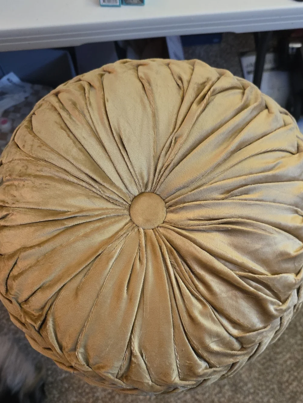 Gold Velvet Round Tufted Accent Pillow - Unbranded